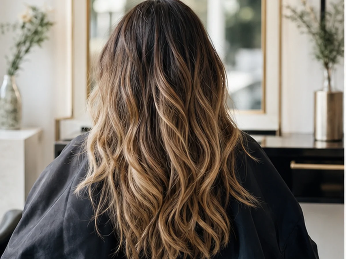 Balayage naturel sur cheveux longs