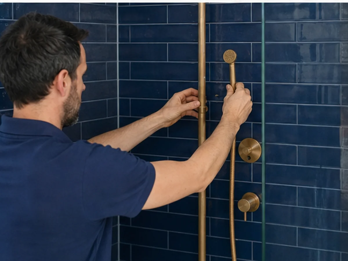 Finitions d'une douche et de sa robinetterie