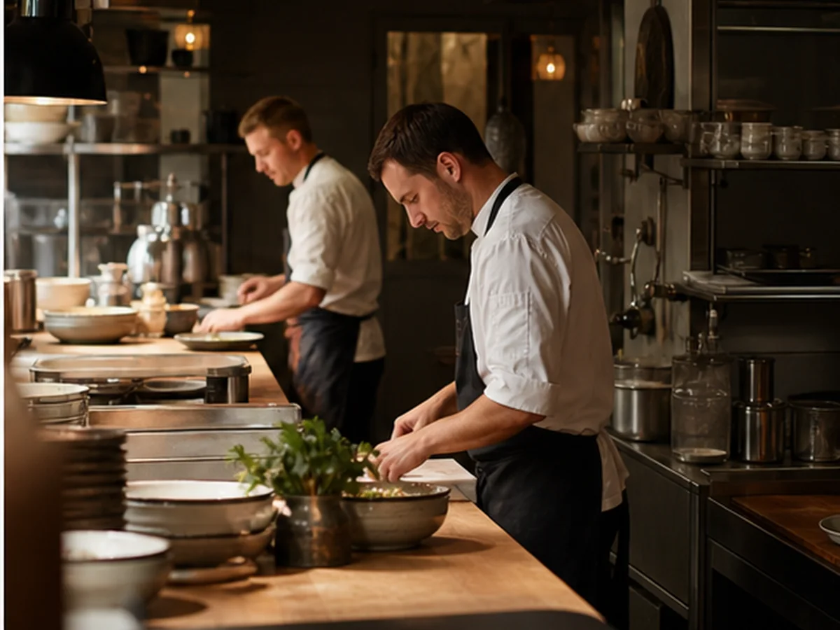 Équipe en cuisine pendant le service